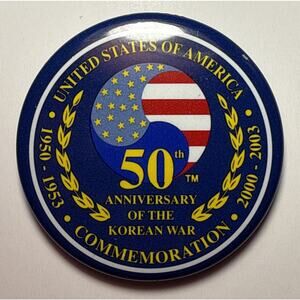 Vintage USA 50th Anniversary Of Korean War Pinback Button PB146